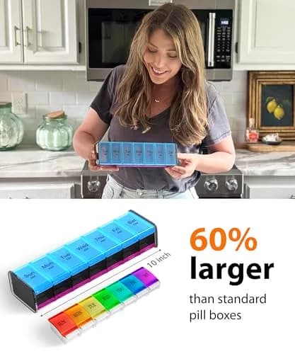 BEXEEN Extra Large Pill Organizer XXL Pill Box 7 Day | 14 Compartments (14 Count) thumbnail 2