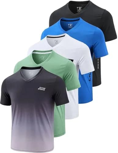 Liberty Pro Men's Quick Dry V Neck T Shirts 5 Pack | Athletic Performance & Comfort (70-120 chars) thumbnail 1