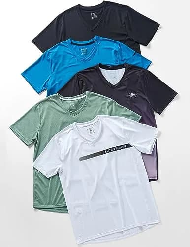 Liberty Pro Men's Quick Dry V Neck T Shirts 5 Pack | Athletic Performance & Comfort (70-120 chars) thumbnail 5