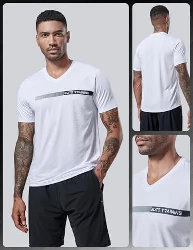 Liberty Pro Men's Quick Dry V Neck T Shirts 5 Pack | Athletic Performance & Comfort (70-120 chars) thumbnail 2