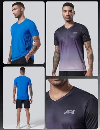 Liberty Pro Men's Quick Dry V Neck T Shirts 5 Pack | Athletic Performance & Comfort (70-120 chars) thumbnail 3