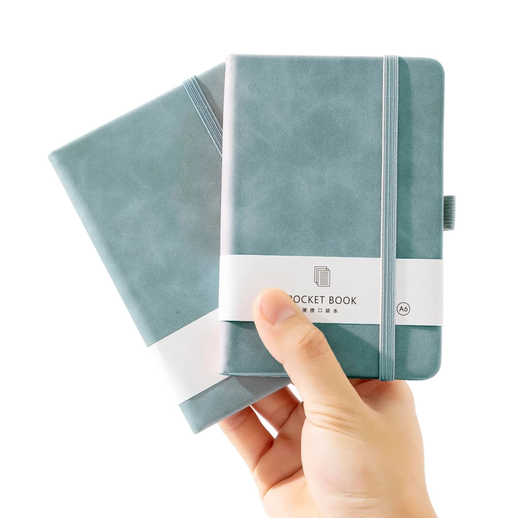 Animusphere Blue 2-Pack Pocket Notebook Small Journal, 4" x 5.7", 200 Pages, Leather Cover - main product image