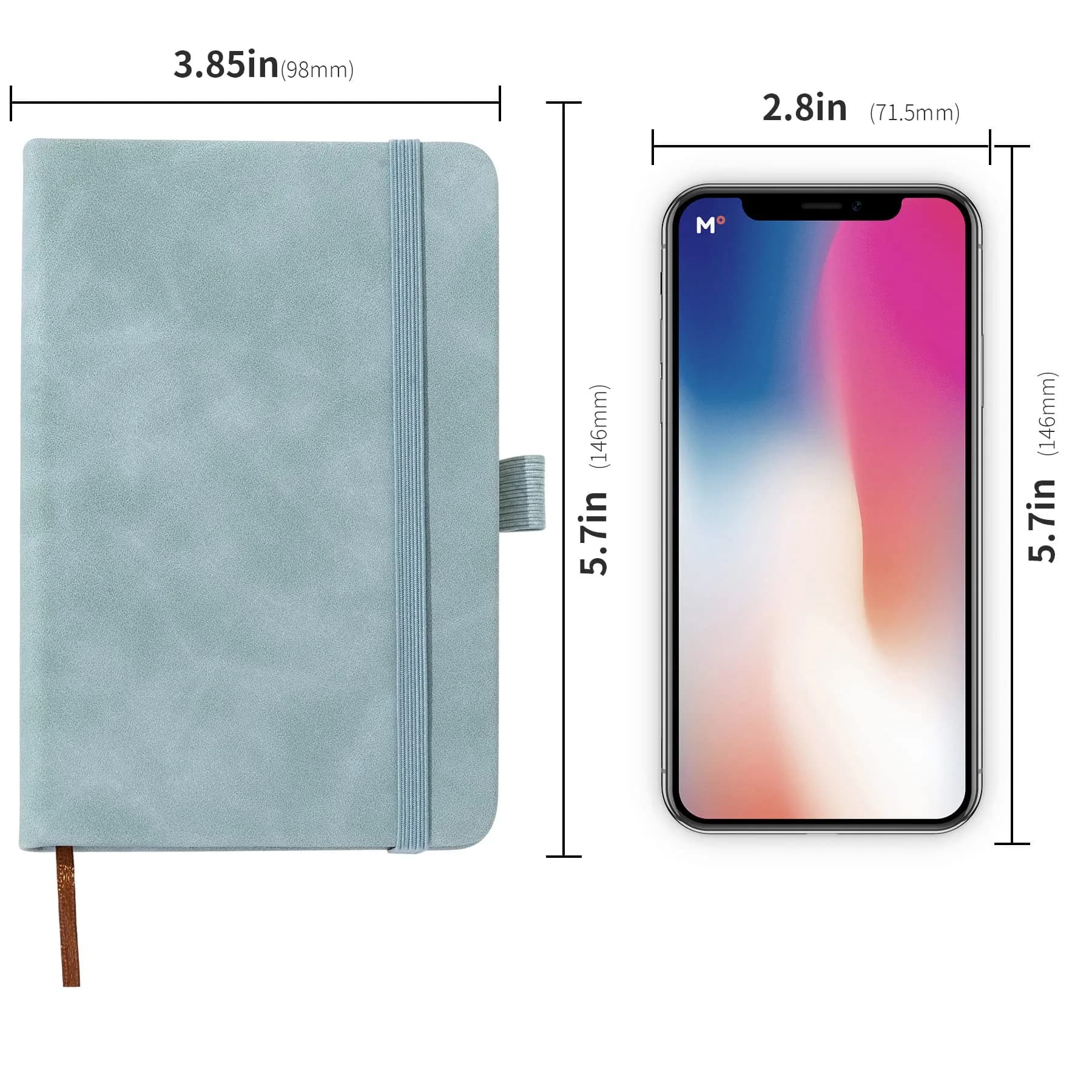 Animusphere Blue 2-Pack Pocket Notebook Small Journal, 4" x 5.7", 200 Pages, Leather Cover - view 2