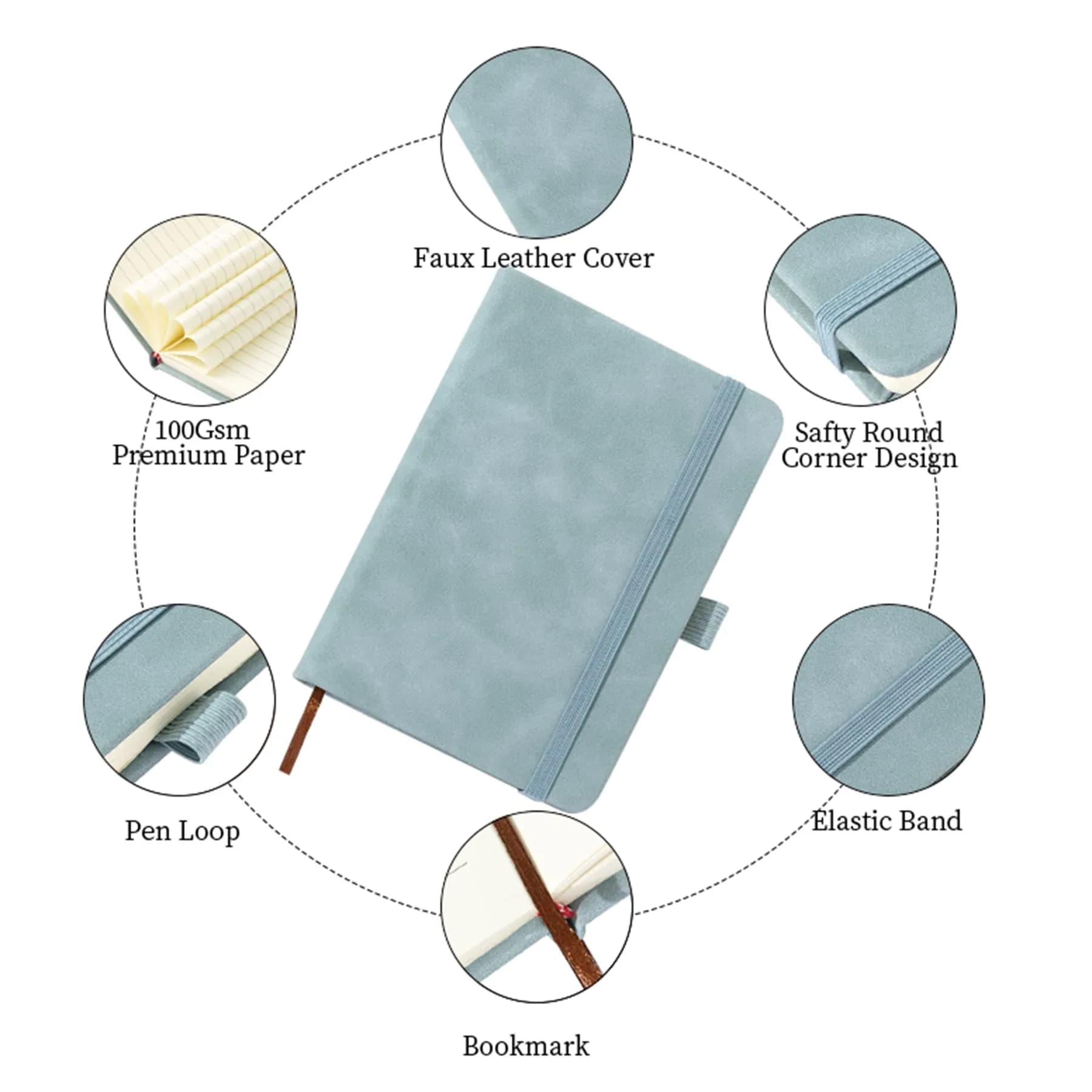 Animusphere Blue 2-Pack Pocket Notebook Small Journal, 4" x 5.7", 200 Pages, Leather Cover - view 4