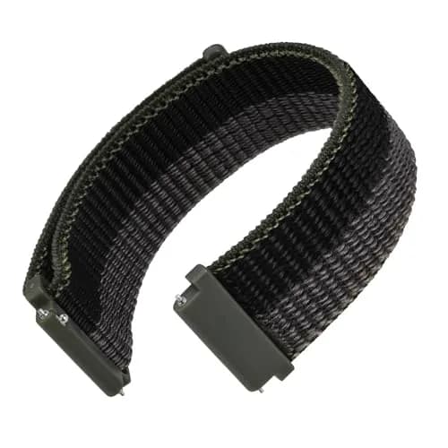 WOCCI 20mm Adjustable Nylon Watch Band | Quick Release Sport Loop Strap (Black/Grey) thumbnail 1