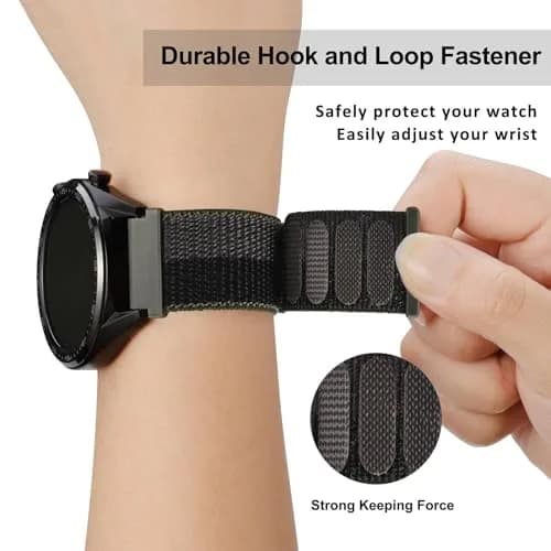 WOCCI 20mm Adjustable Nylon Watch Band | Quick Release Sport Loop Strap (Black/Grey) thumbnail 4