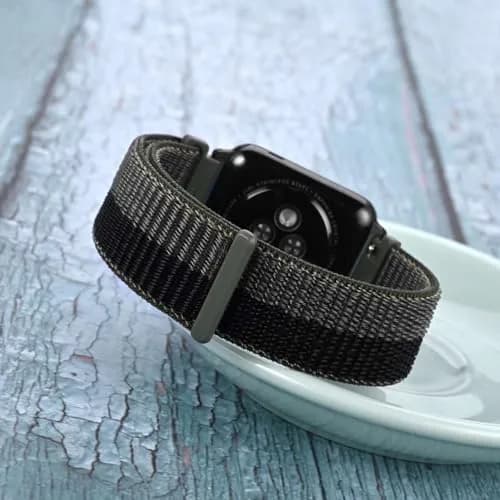 WOCCI 20mm Adjustable Nylon Watch Band | Quick Release Sport Loop Strap (Black/Grey) thumbnail 7