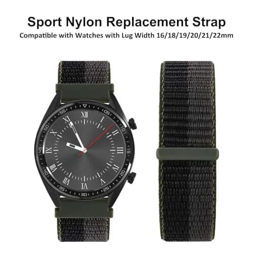 WOCCI 20mm Adjustable Nylon Watch Band | Quick Release Sport Loop Strap (Black/Grey) thumbnail 8