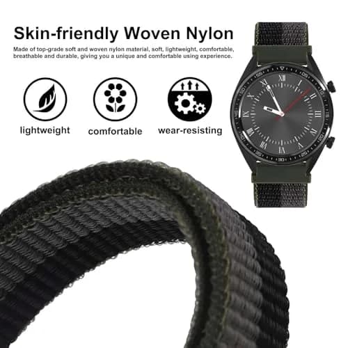 WOCCI 20mm Adjustable Nylon Watch Band | Quick Release Sport Loop Strap (Black/Grey) thumbnail 2