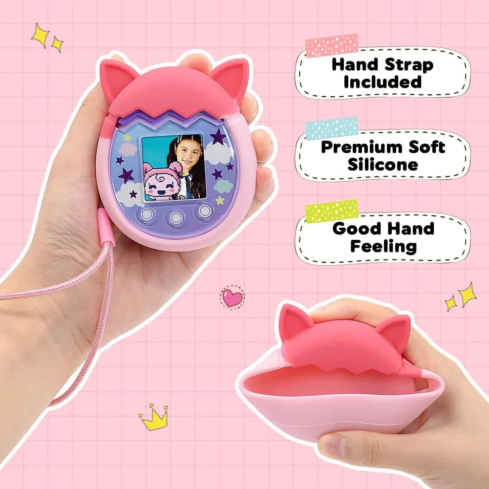 Winceed Silicone Case for Tamagotchi Pix | Pink Protective Cover with Hand Strap - view 5