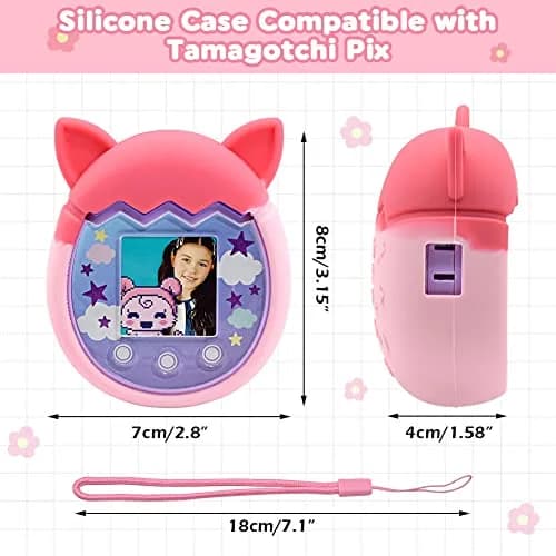 Winceed Silicone Case for Tamagotchi Pix | Pink Protective Cover with Hand Strap thumbnail 2