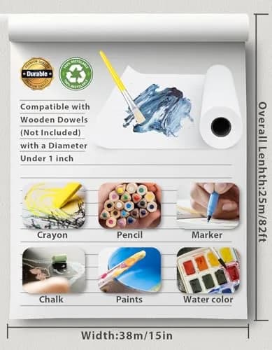 Joyooss Easel Paper Roll, Drawing Art Paper for Kids 15”x 984’ | Multifunctional, Durable & Eco-Friendly thumbnail 2