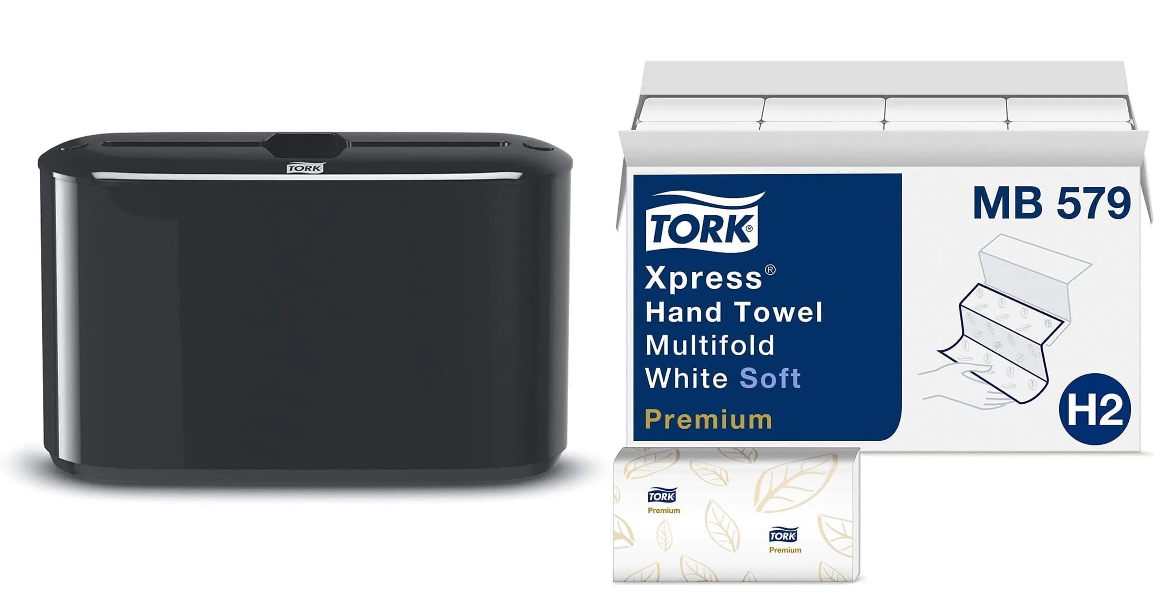 Tork Xpress Soft Multifold Hand Towel White with Blue Leaf Print, 2160 Towels (16 Packs x 135 Towels) | Premium Quality for Indian Homes - main product image