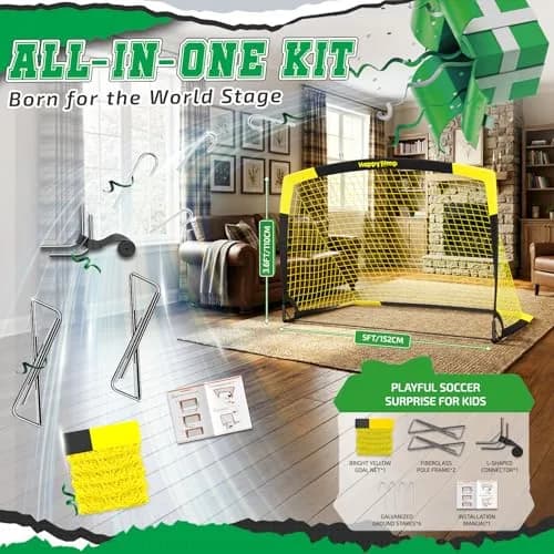 Happy Jump Portable Soccer Goal 7x5 & 5x3.6 FT | Large-Frame Youth Training Net, Weather-Resistant, Easy Setup thumbnail 5