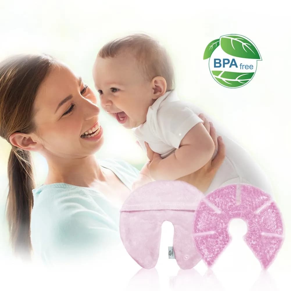 CONBELLA Hot Cold Gel Bead Breast Therapy Pack | Relief for Breastfeeding Pain, Mastitis, Engorgement, Plugged Ducts, Boost Milk Let-Down & Production (#19 Pink) - view 2