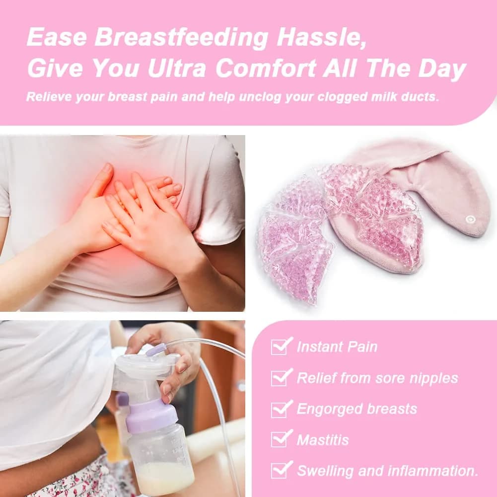 CONBELLA Hot Cold Gel Bead Breast Therapy Pack | Relief for Breastfeeding Pain, Mastitis, Engorgement, Plugged Ducts, Boost Milk Let-Down & Production (#19 Pink) - view 4
