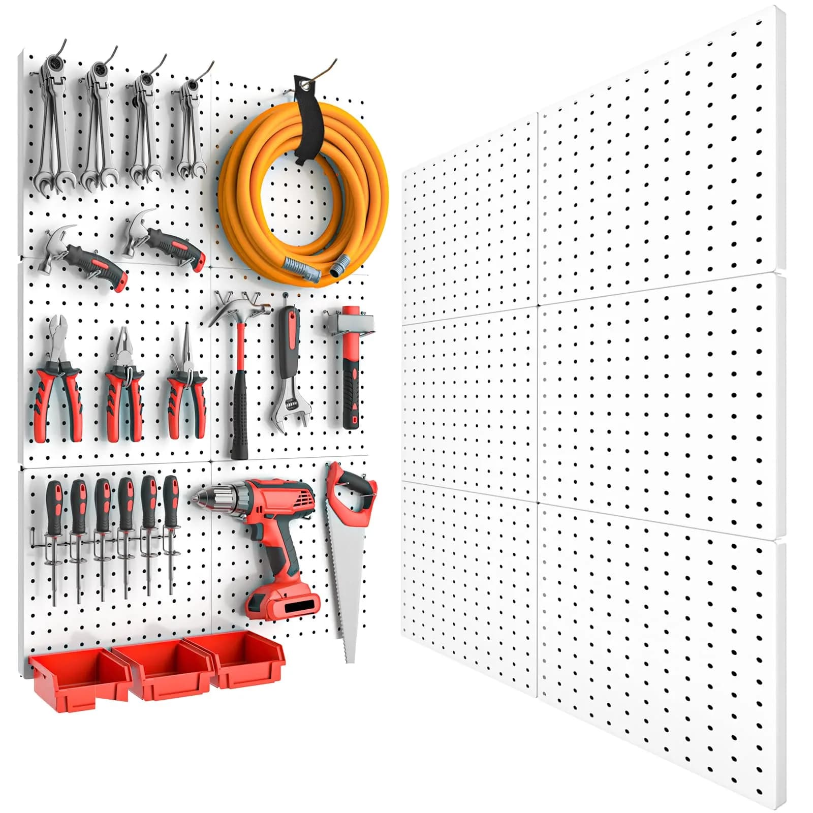 FZK Heavy Duty Metal Peg Board Wall Organizer 12in*12in | Strong, Rust-Resistant, Space-Saving
