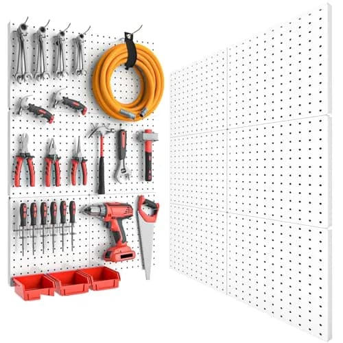 FZK Heavy Duty Metal Peg Board Wall Organizer 12in*12in | Strong, Rust-Resistant, Space-Saving thumbnail 1