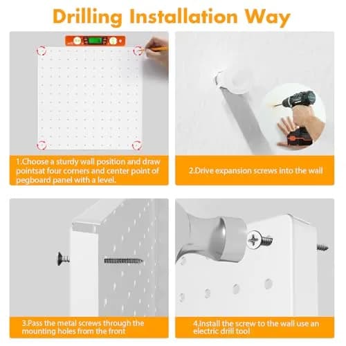 FZK Heavy Duty Metal Peg Board Wall Organizer 12in*12in | Strong, Rust-Resistant, Space-Saving thumbnail 4