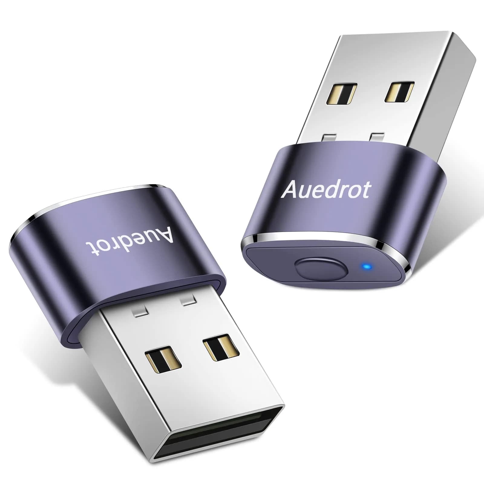 AUEDROT Metal Mouse Jiggler 2 PCS Purple | Undetectable USB Mouse Mover, 2 Jiggle Modes, Plug & Play (22*11*8mm, 3g)
