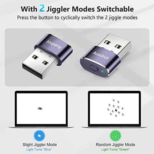 AUEDROT Metal Mouse Jiggler 2 PCS Purple | Undetectable USB Mouse Mover, 2 Jiggle Modes, Plug & Play (22*11*8mm, 3g) thumbnail 2