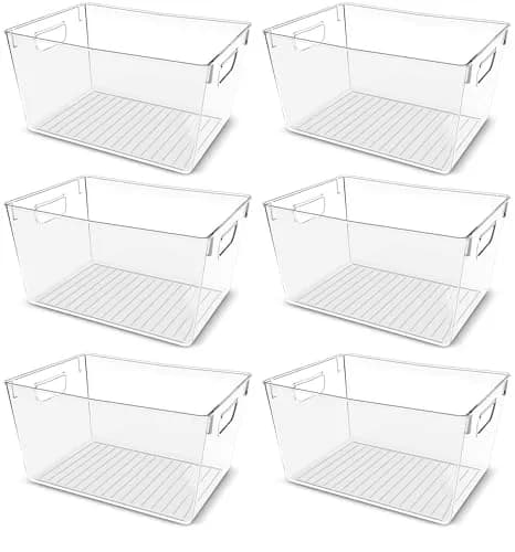 Utopia Kitchen Pantry Organizers and Storage Bins, 6 Pack, Large, Clear | Space-Saving Kitchen Storage thumbnail 1
