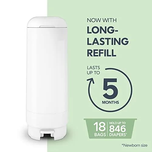 Diaper Genie Signature Pail with Refill | Odor Locking, Hands-Free, 846 Diapers Capacity thumbnail 4