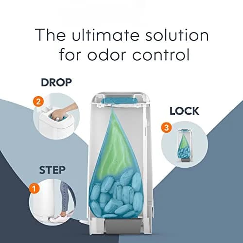 Diaper Genie Signature Pail with Refill | Odor Locking, Hands-Free, 846 Diapers Capacity thumbnail 6