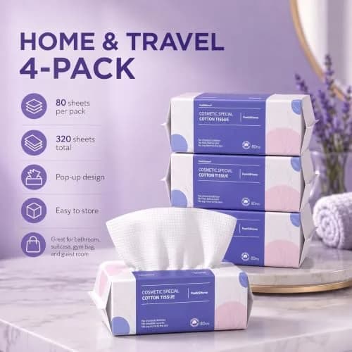 PoeticEHome Disposable Face Towels, 80 Count | Thick & Soft Cotton, Double-Sided for Daily Use thumbnail 7