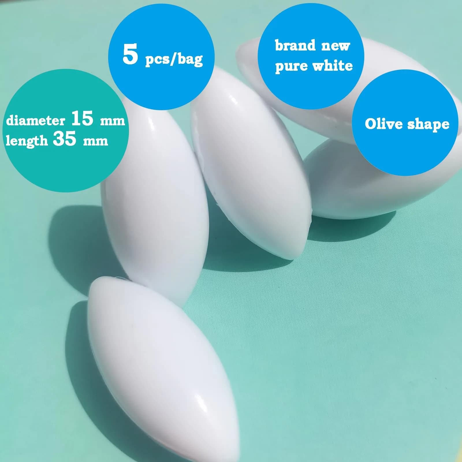 BBTCTY PTFE Olive Shape Magnetic Stirrer Mixer Stir Bars, 15mm x 35mm, Pack of 5 - view 2