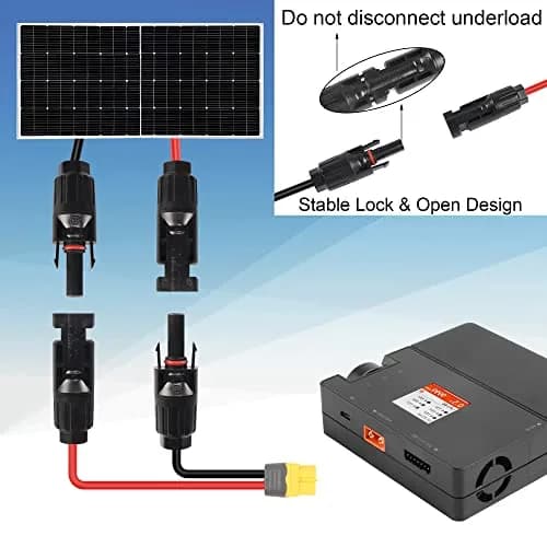 GELRHONR 12AWG Solar Connector to XT60 Female Extension Cable 1.5m (4.9ft) | Heavy Duty Copper Wire for Power Stations thumbnail 4