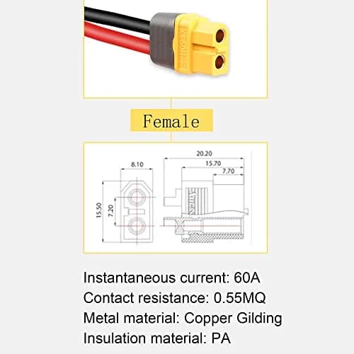 GELRHONR 12AWG Solar Connector to XT60 Female Extension Cable 1.5m (4.9ft) | Heavy Duty Copper Wire for Power Stations thumbnail 6