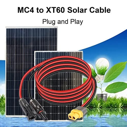 GELRHONR 12AWG Solar Connector to XT60 Female Extension Cable 1.5m (4.9ft) | Heavy Duty Copper Wire for Power Stations thumbnail 2