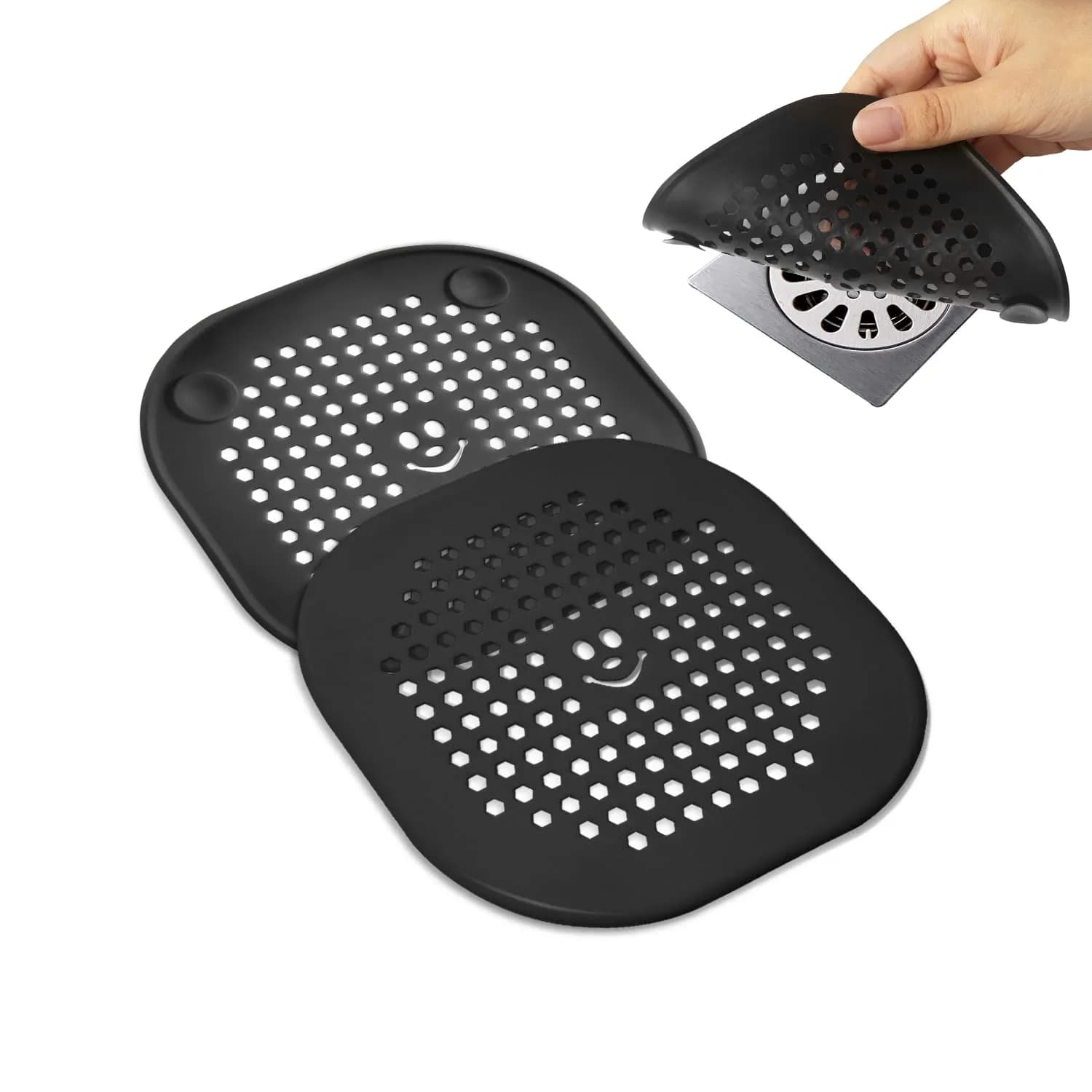 Couidl Drain Cover Hair Catcher Silicone Drain Protector for Shower & Kitchen | Anti-Clogging, Black thumbnail 1