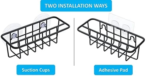 TESOT Sink Caddy Sponge Holder SUS304 Stainless Steel Black | Rust-Resistant Kitchen Organizer thumbnail 4