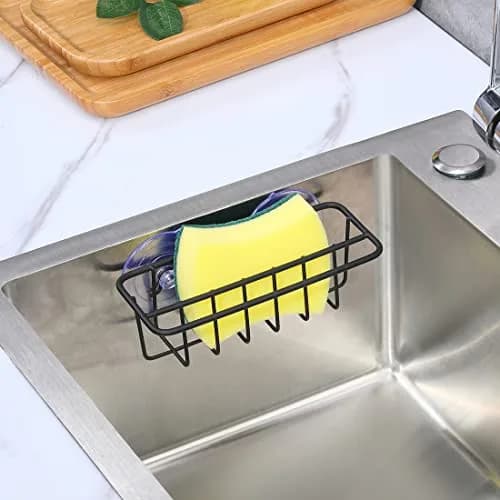 TESOT Sink Caddy Sponge Holder SUS304 Stainless Steel Black | Rust-Resistant Kitchen Organizer thumbnail 5
