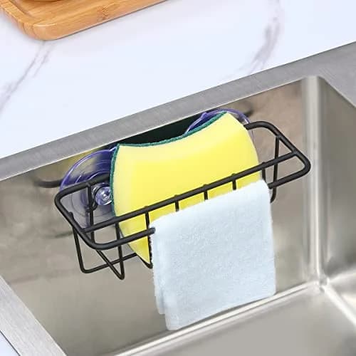 TESOT Sink Caddy Sponge Holder SUS304 Stainless Steel Black | Rust-Resistant Kitchen Organizer thumbnail 2