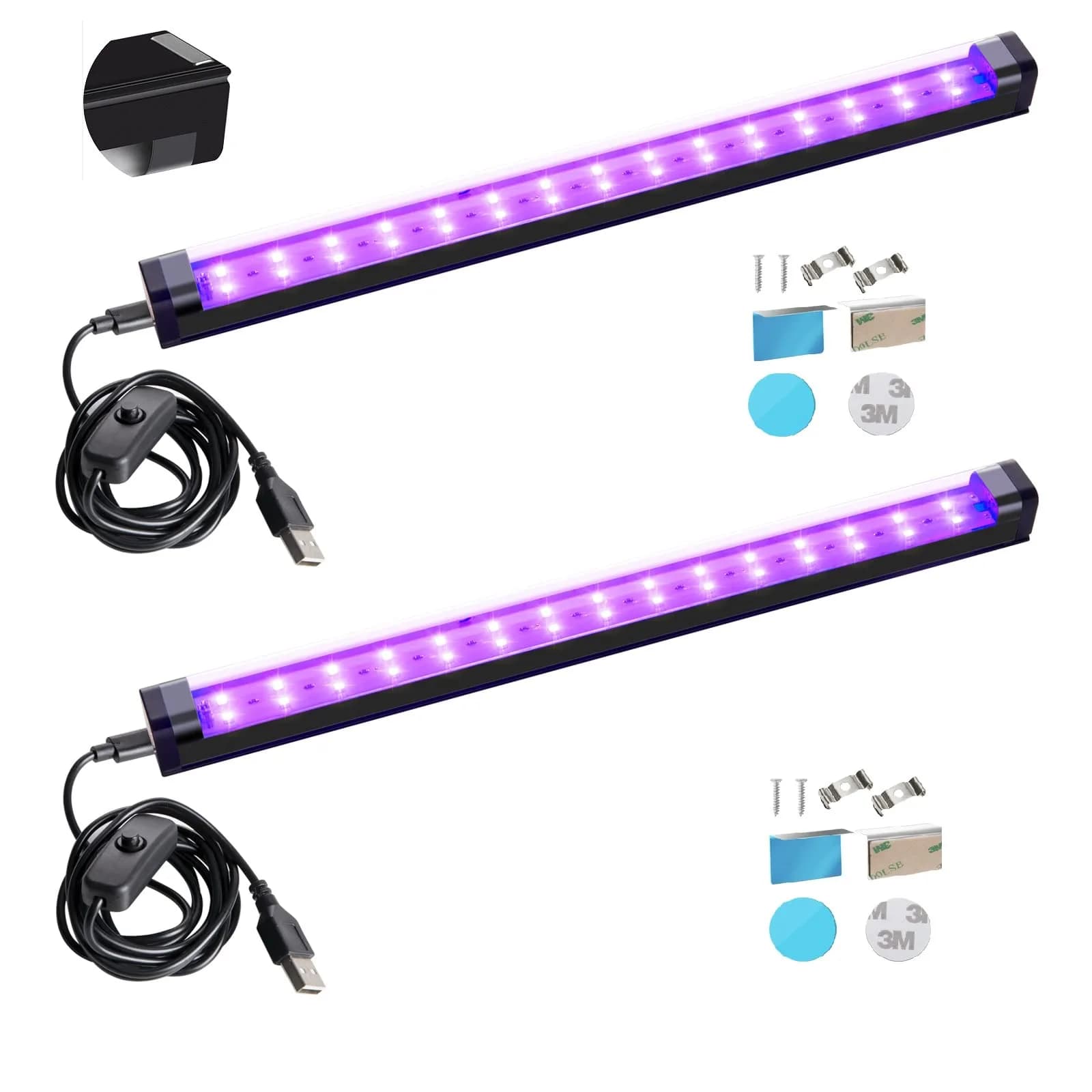 THLIFURE UV Black Light Bar 1ft LED Blacklight Strip Lights (2-Pack, 10W) | Magnetic USB-C Powered for Glow Parties & Tapestries - main product image