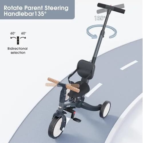newyoo TR007 5-in-1 Tricycle for Toddlers 1-3 Years | ASTM & EN188 Approved Carbon Steel Ride-On Toy thumbnail 4