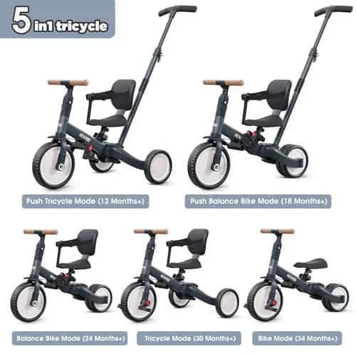 newyoo TR007 5-in-1 Tricycle for Toddlers 1-3 Years | ASTM & EN188 Approved Carbon Steel Ride-On Toy thumbnail 2