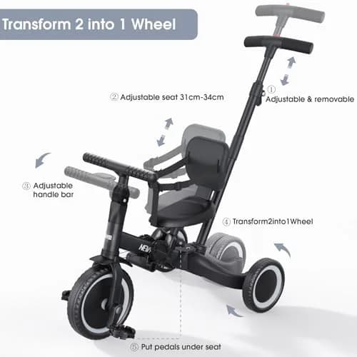 newyoo TR007 5-in-1 Tricycle for Toddlers 1-3 Years | ASTM & EN188 Approved thumbnail 4