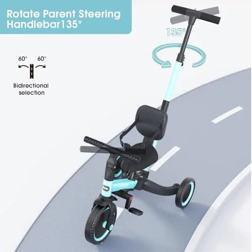 newyoo TR007 5-in-1 Tricycle for Toddlers 1-3 Years | ASTM & EN188 Approved Carbon Steel Frame thumbnail 3