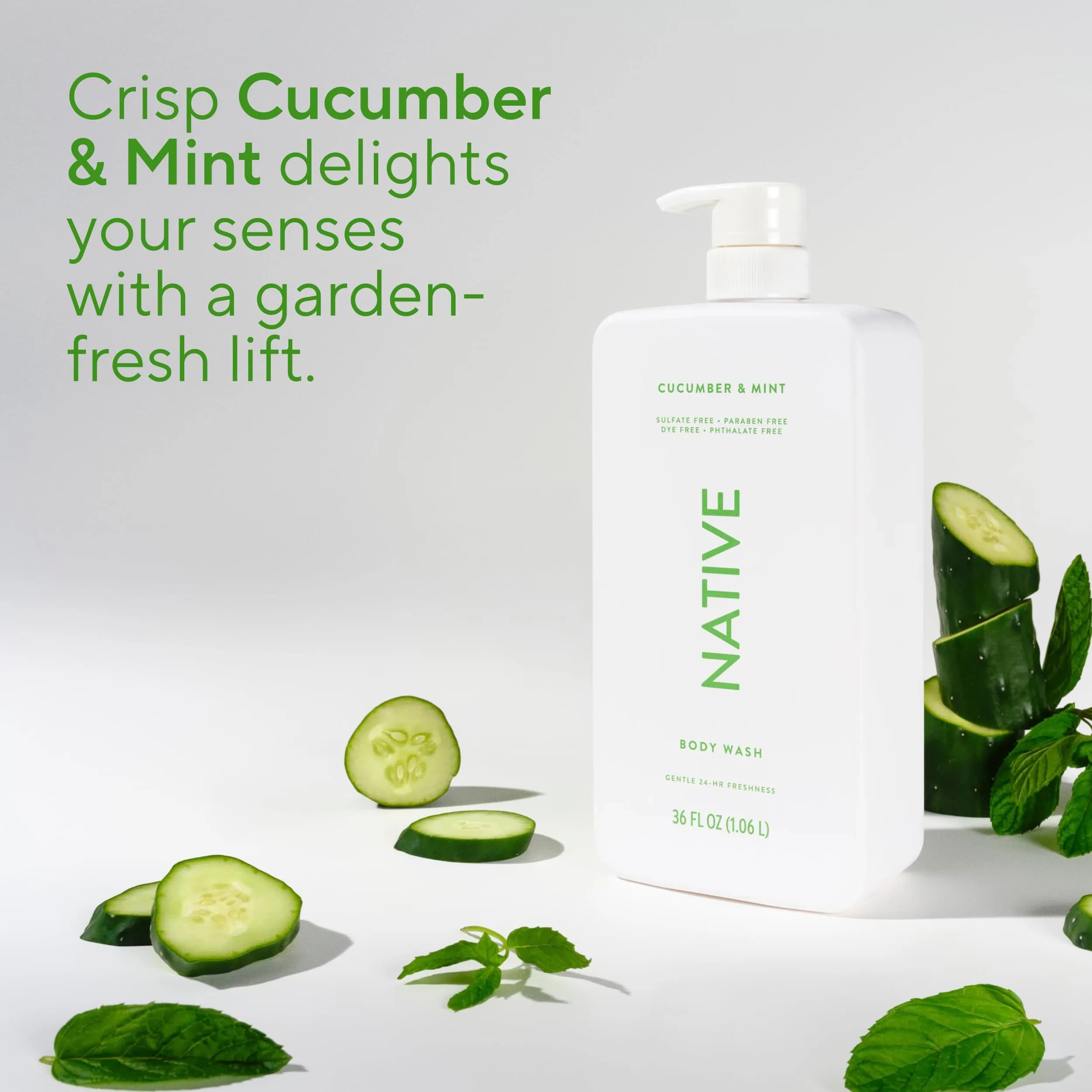 Native Body Wash Cucumber & Mint 1065ml (36 Fl Oz) | Gentle & Hydrating for All Skin Types - view 5