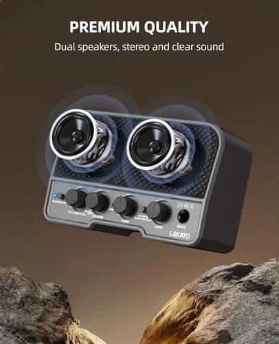 LEKATO Mini Guitar Amp 5W | Rechargeable, Bluetooth, Clean & Overdrive Channels, Portable Practice Amp, Black thumbnail 5