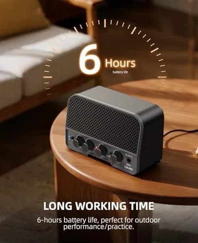 LEKATO Mini Guitar Amp 5W | Rechargeable, Bluetooth, Clean & Overdrive Channels, Portable Practice Amp, Black thumbnail 3