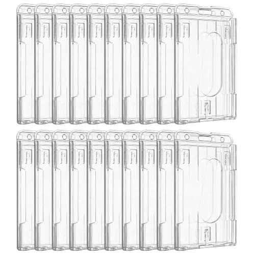 Pawfly Vertical 2-Card Badge Holder with Thumb Slot, Hard Transparent PC Case Protector 20 Pack | Heavy Duty & Crystal Clear thumbnail 1