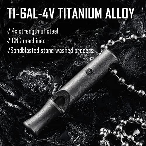 KeyUnity KA22 Titanium Emergency Whistle | 120dB Loud Signal, Easy to Blow, Pealess Core, Lightweight (55mm x 25mm) thumbnail 5