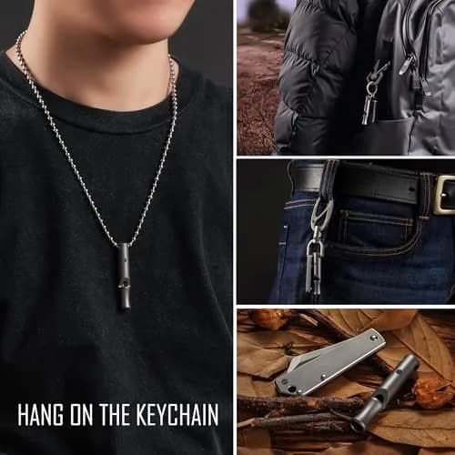 KeyUnity KA22 Titanium Emergency Whistle | 120dB Loud Signal, Easy to Blow, Pealess Core, Lightweight (55mm x 25mm) thumbnail 2