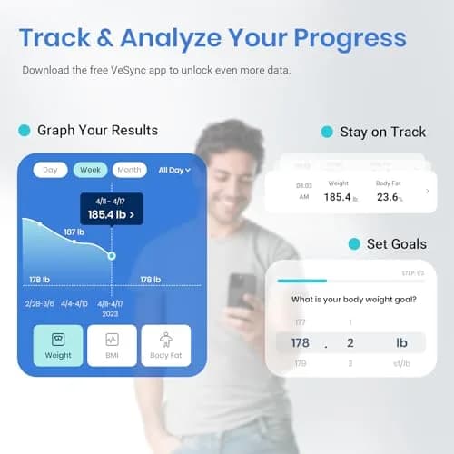 Etekcity Smart Scale for Body Weight, BMI, Body Fat, Bluetooth, Blue | FDA Approved Weigh Scale thumbnail 4
