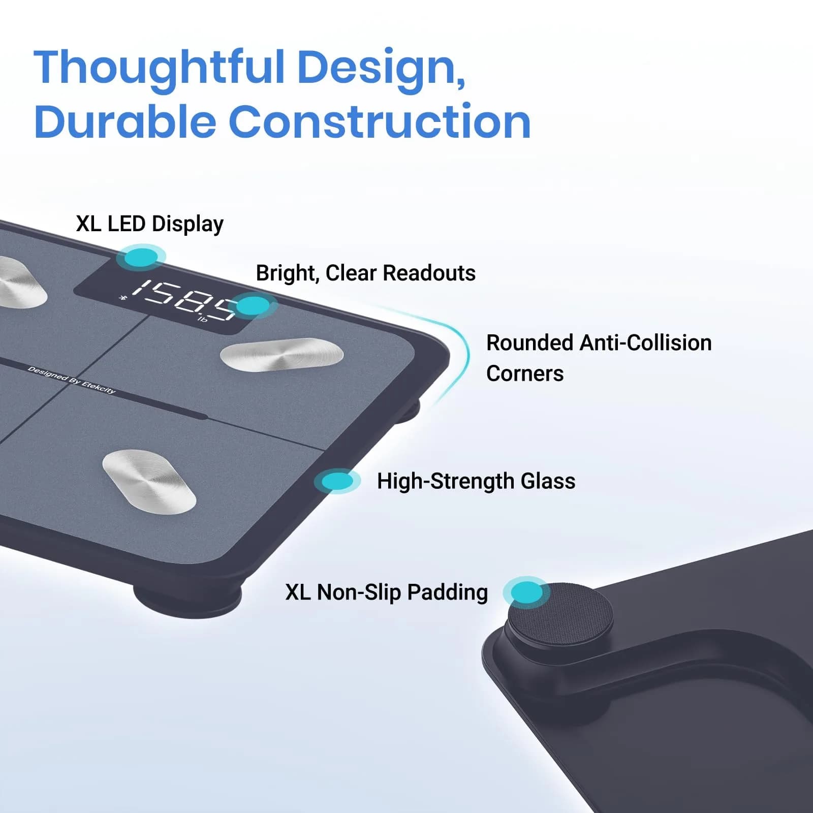 Etekcity Smart Scale for Body Weight, BMI, Body Fat, Bluetooth, Blue | FDA Approved Weigh Scale - view 8